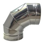 Dubultsienu izolētā dūmvada līkums 90° Ø130/225 ar revīzijas lūciņu (1mm) – IKKR130-90