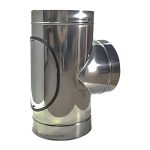 Dubultsienu izolētā dūmvada t-gabals 90° Ø110/200 ar revīziju pretī izejai (1mm) – ICZK110