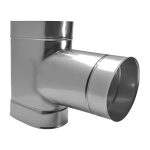 Ovālās skursteņa čaulas t-gabals 90° 110×230 ar Ø160 izeju šaurajā pusē – OT110X230/160-90-B